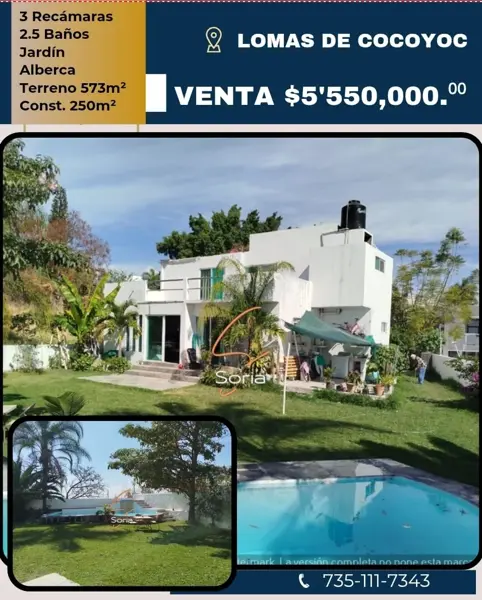 CASA EN LOMAS DE COCOYOC
Ubicada en el exclusivo fraccionamiento
Lomas de Cocoyoc, CASA EN LOMAS DE COCOYOC
Ubicada en el exclusivo fraccionamiento
Lomas de Cocoyoc,