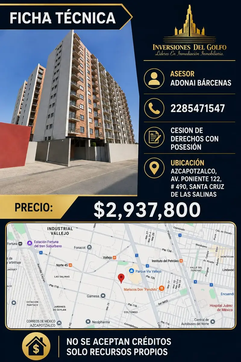 Departamento en venta en Santa Cruz de las Salinas, Azcapotzalco — foto 1 de 3