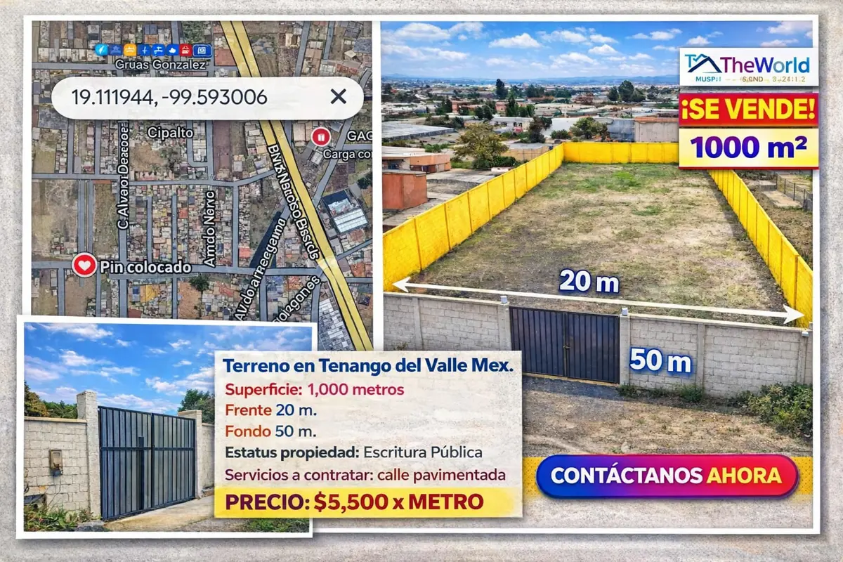 Terreno en venta en Santiaguito Cuaxustenco, Tenango del Valle