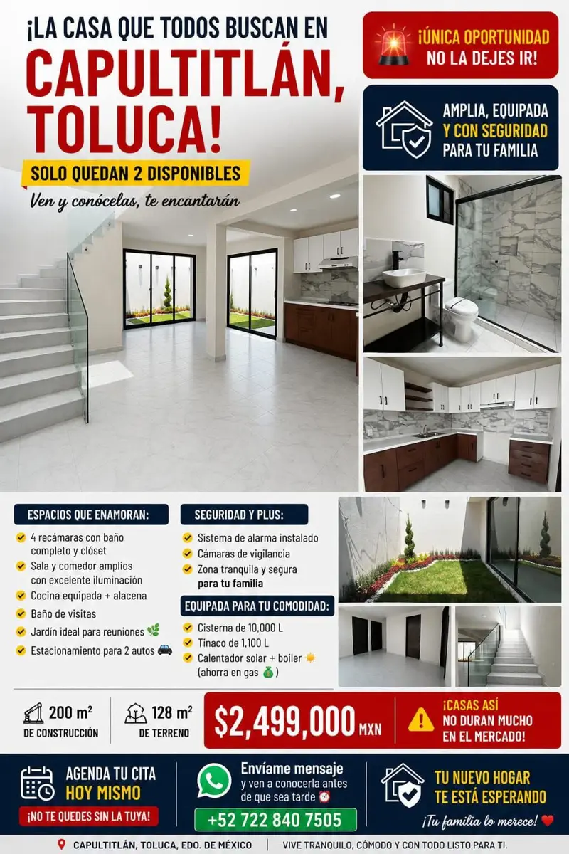 Casa en venta en Capultitlán Centro, Toluca