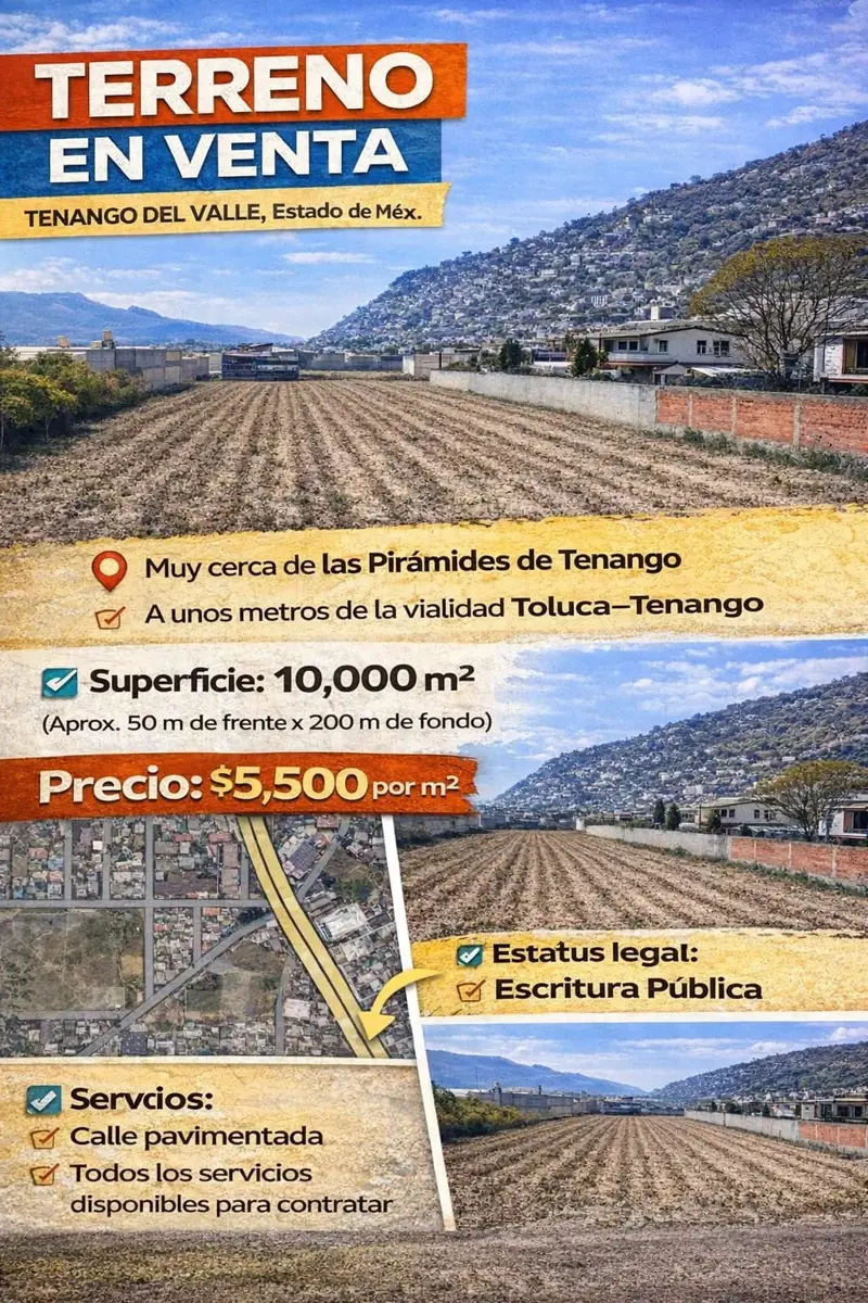 Terreno en venta en Tenango de Arista Centro, Tenango del Valle