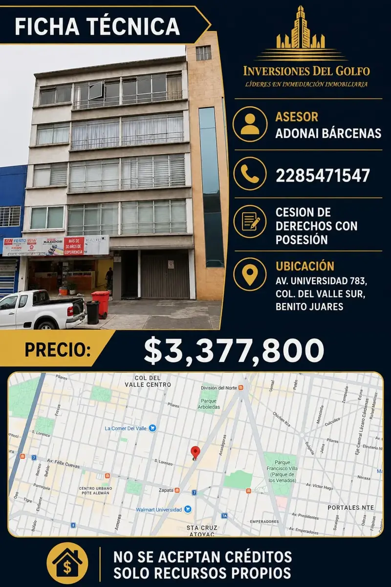 Departamento en venta en Del Valle Sur, Benito Juárez — foto 1 de 5