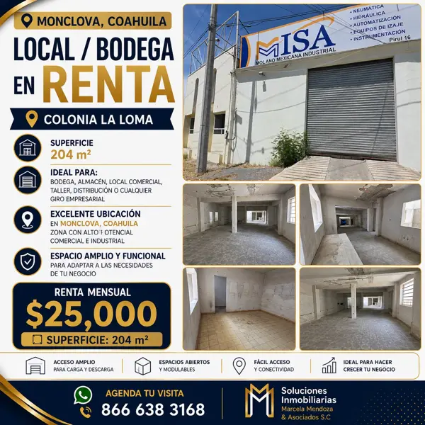Bodega en renta en La Loma, Monclova, Coahuila de Zaragoza Bodega en renta en La Loma, Monclova, Coahuila de Zaragoza