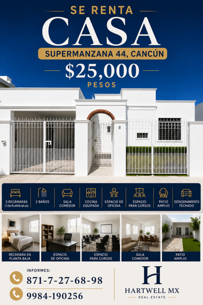 Casa en renta en Supermanzana 44, Benito Juárez, Quintana Roo