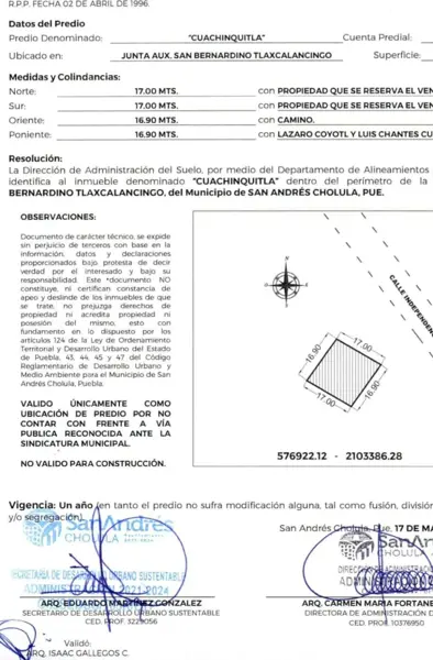 Terreno en venta en San Bernardino Tlaxcalancingo, San Andrés Cholula — foto 3 de 3