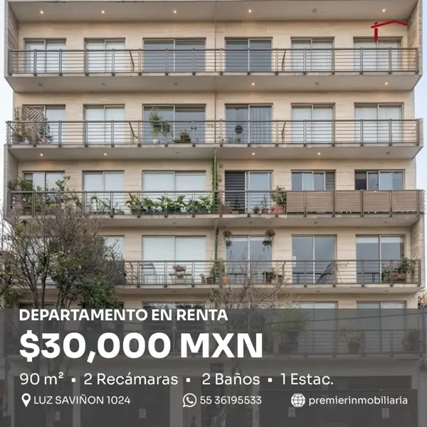 Departamento en Renta en Del Valle Norte | Luz Saviñón 1024