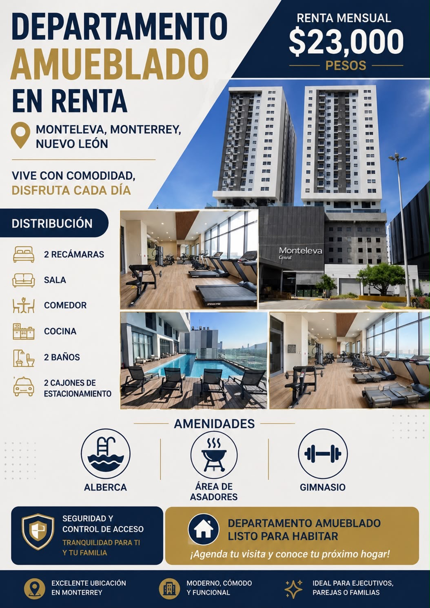 Departamento en renta en Nuevo Centro de Monterrey, Monterrey — foto 1 de 4