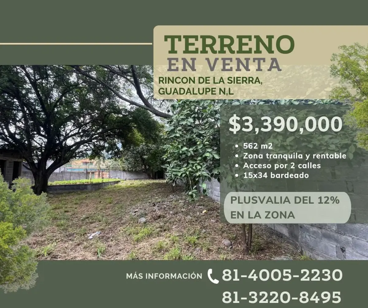 Terreno en venta en Rincon de la Sierra, Guadalupe
