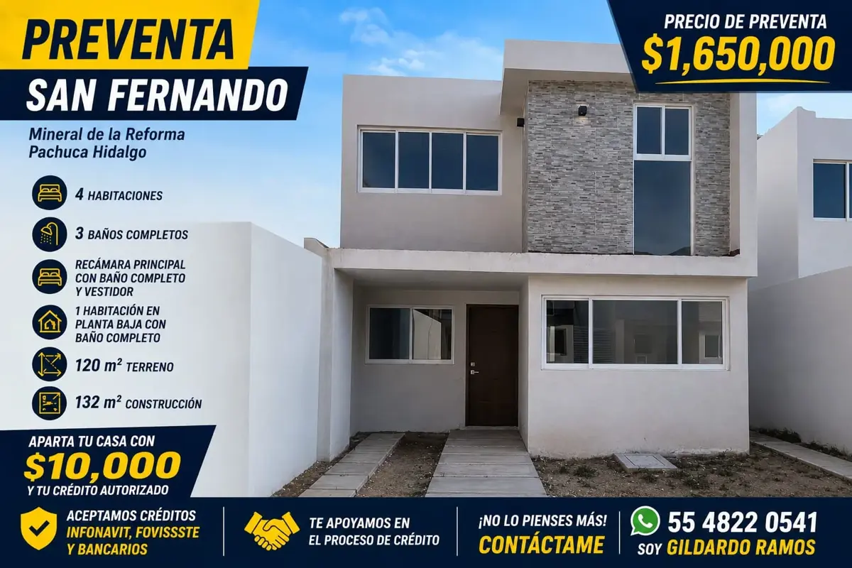 Casa en venta en San Fernando, Mineral de la Reforma