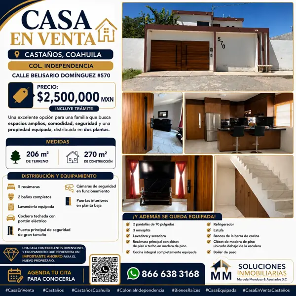 Casa en venta en Independencia, Castaños, Coahuila de Zaragoza
