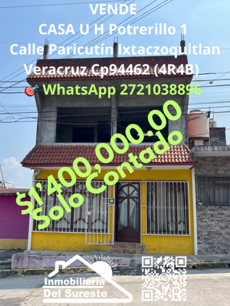 VENDE  Potrerillo 1  - SOLO CONTADO 
Planta Alta EN  OBRA NEGRA
 Ixtaczoquitlan Ver.  Cp94462 (4R4B)