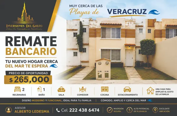 Casa en Remate Hipotecario en Cosoleacaque, Veracruz - 2 Recámaras y Jardín