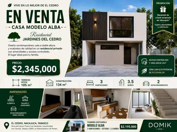 Casa Modelo Alba en Residencial Jardines del Cedro