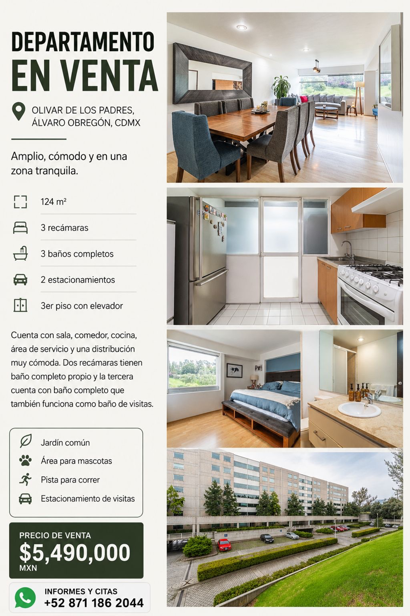 Departamento en venta en Olivar de los Padres, Álvaro Obregón — foto 1 de 8