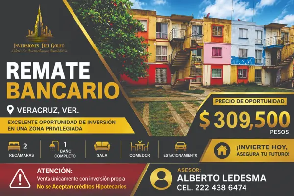 Foreclosure Music: Departamento en venta en Hacienda Sotavento, Veracruz