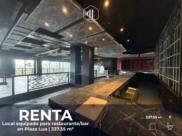 RENTA | Local equipado para restaurante/bar en Plaza Lua | 337.55 m²