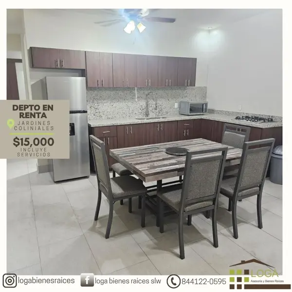 hermoso departamento en renta AMUEBLADO 100%