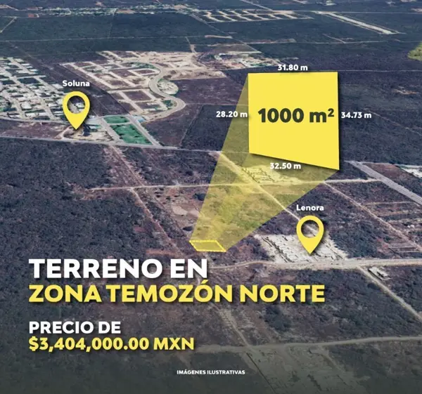 Terreno en Temozón de 1000 m2