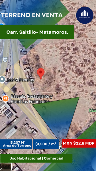 Terreno Habitacional / Comercial en Venta | Carr. Saltillo–Matamoros.