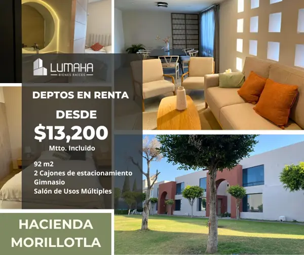 Departamento en renta en Morillotla, San Andrés Cholula, Puebla