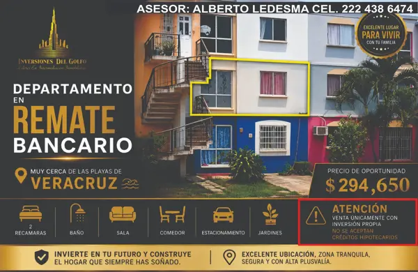 Departamento en Hacienda Sotavento en Remate Bancario, Veracruz