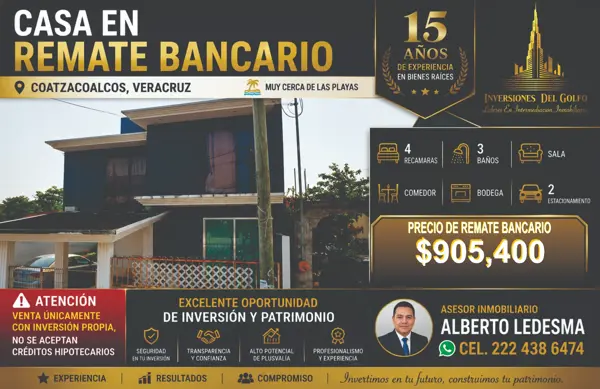 Casa en remate bancario en Coatzacoalcos, Veracruz: Oportunidad única para invertir