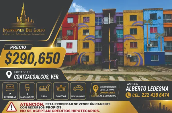 Venta de Departamento Hipotecado en Puerto Esmeralda, Coatzacoalcos
