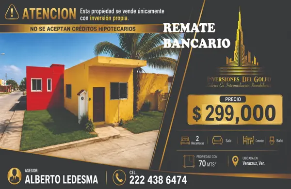 Casa en Venta de Oportunidad Bancaria en Geovillas los Pinos, Veracruz