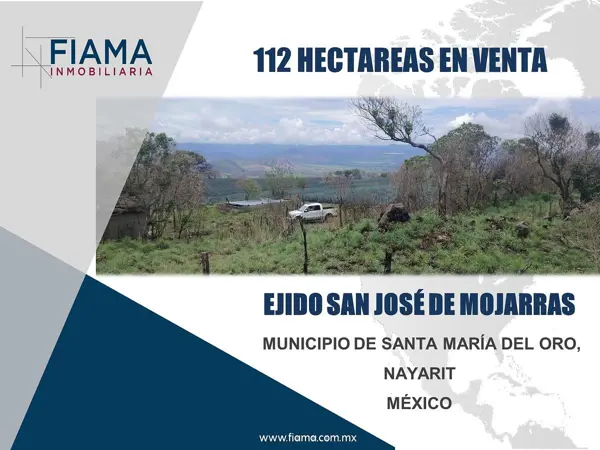 112 HECTÁREAS EN VENTA EN EJIDO SAN JOSÉ DE MOJARRAS, MUNICIPIO DE SAMAO, NAY.