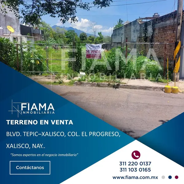 TERRENO EN VENTA SOBRE BLVD. TEPIC–XALISCO, COL. EL PROGRESO, XALISCO, NAY. (F)