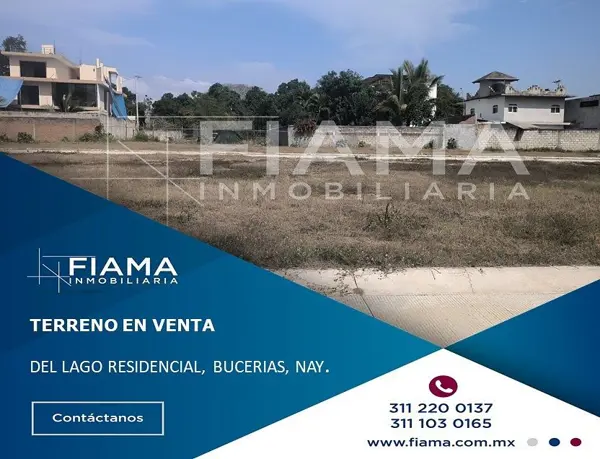 TERRENO EN VENTA EN DEL LAGO RESIDENCIAL, BUCERÍAS, NAYARIT. (F)