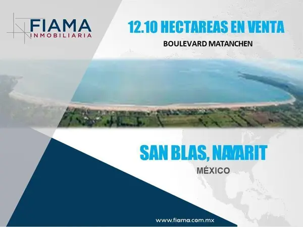 12.10 HECTAREAS EN VENTA EN NUEVO BLVD MATANCHEN, SAN BLAS, NAY.