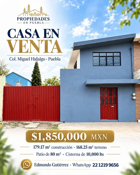 CASA EN VENTA | COL. MIGUEL HIDALGO, PUEBLA