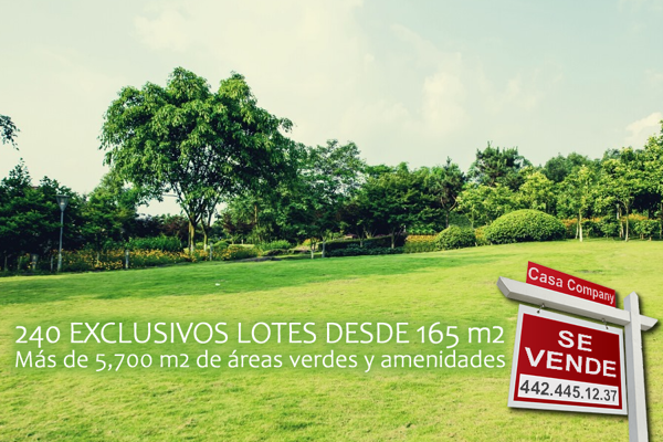 240 Terrenos en Venta desde 165 m2, Sin colindancias de lotes con perimetral