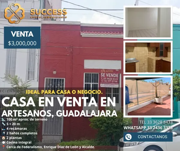 CASA EN VENTA – ARTESANOS, VILLASEÑOR, GUADALAJARA