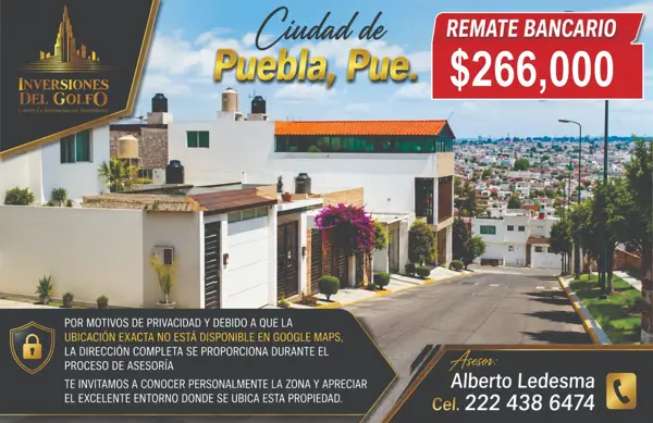 Casa en Oportunidad de Adjudicación en Real del Lago, Puebla