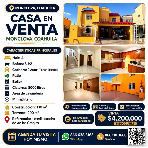 Casa en venta en Santa Fe, Monclova, Coahuila de Zaragoza
