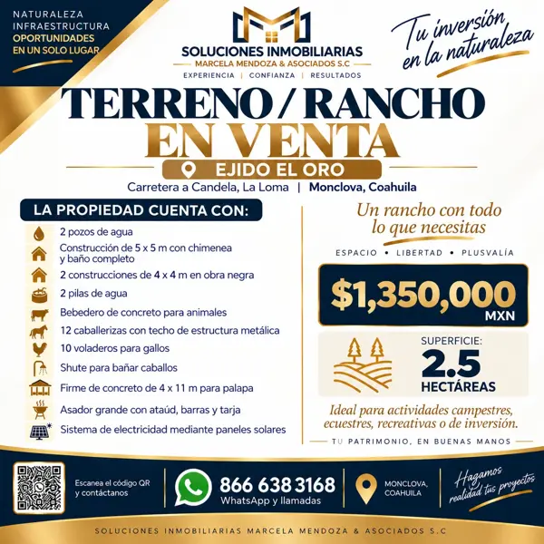 Terreno en venta en El Oro, Monclova, Coahuila de Zaragoza