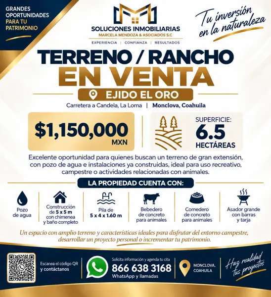 Terreno en venta en El Oro, Monclova, Coahuila de Zaragoza