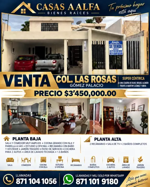Casa en venta en Las Rosas, Gómez Palacio, Durango