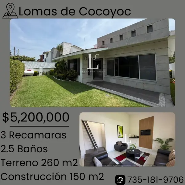 Casa en venta en Lomas de Cocoyoc, Atlatlahucan, Morelos