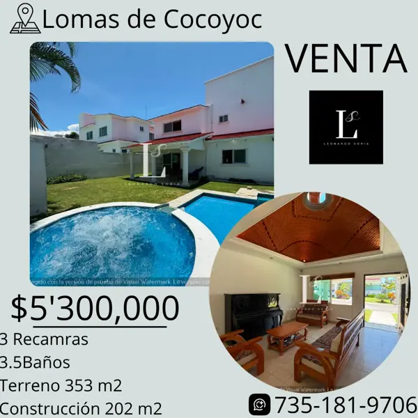 Casa en venta en Lomas de Cocoyoc, Atlatlahucan, Morelos