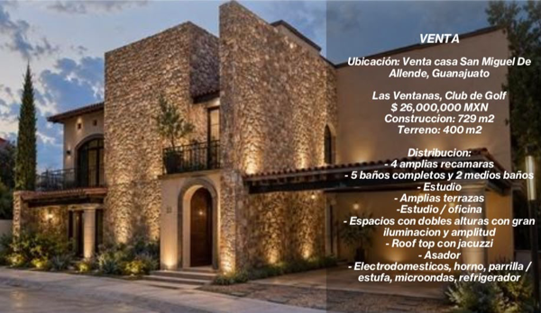 Casa en venta en Club de Golf Ventanas, San Miguel de Allende, Guanajuato
