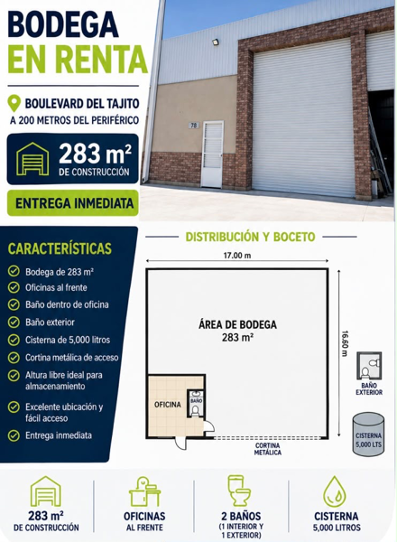 Bodega en renta en El Tajito, Torreón — foto 2 de 2