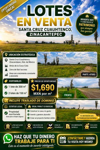 Lotes en venta en Santa Cruz Cuauhtenco