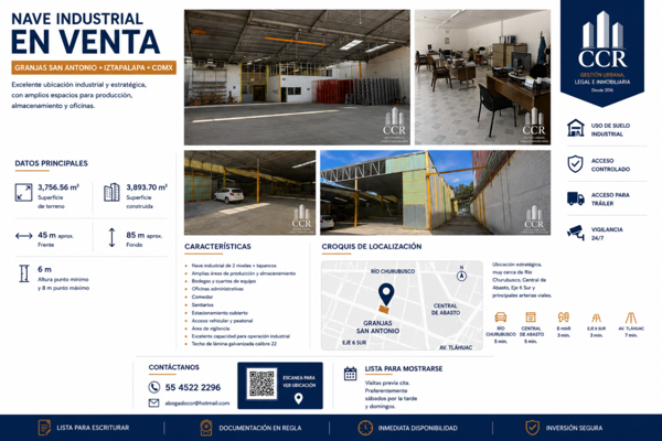 Nave Industrial en Venta en Granjas de San Antonio, Iztapalapa