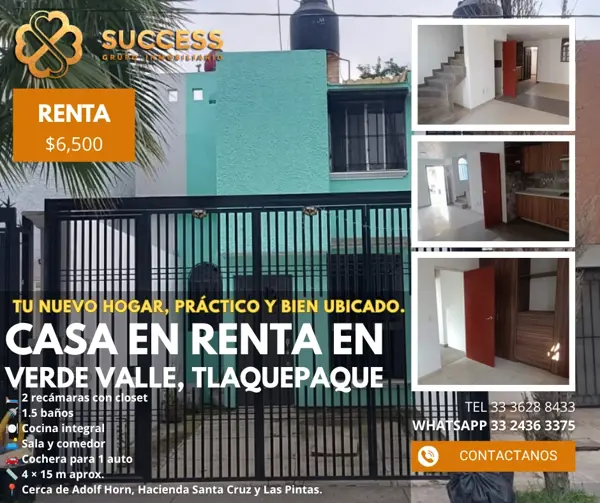 CASA EN RENTA – VERDE VALLE, TLAQUEPAQUE