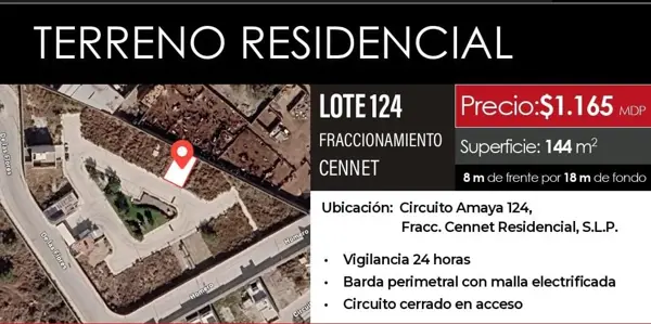 VENTA - TERRENO EN PRIVADA CENNET