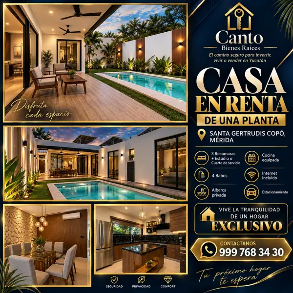CASA SEMIAMUEBLADA EN RENTA UBICADA EN SANTA GERTRUDIS COPÓ