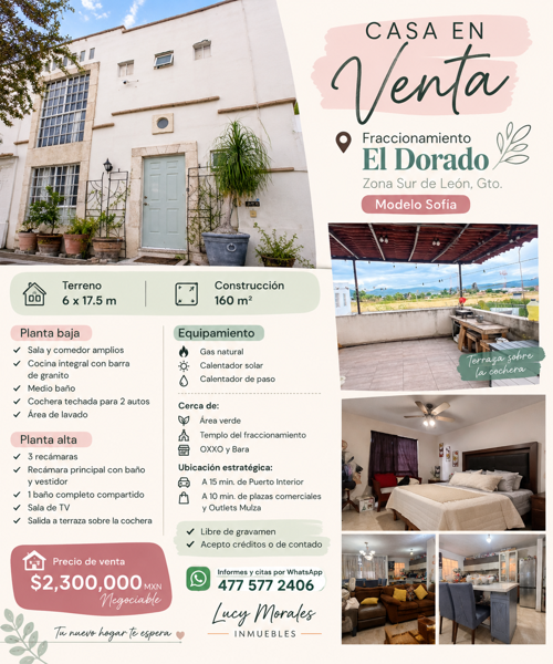 Casa en Venta en El Dorado, León, Guanajuato - 3 Recámaras y Amenidades